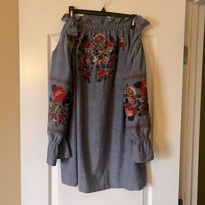 Embroidered Chambray dress